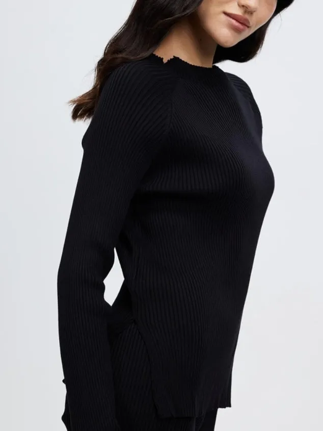 Women's Classic-Fit Knit Long-Sleeve  Black Sweater by Kaja Clothing -Enid Top