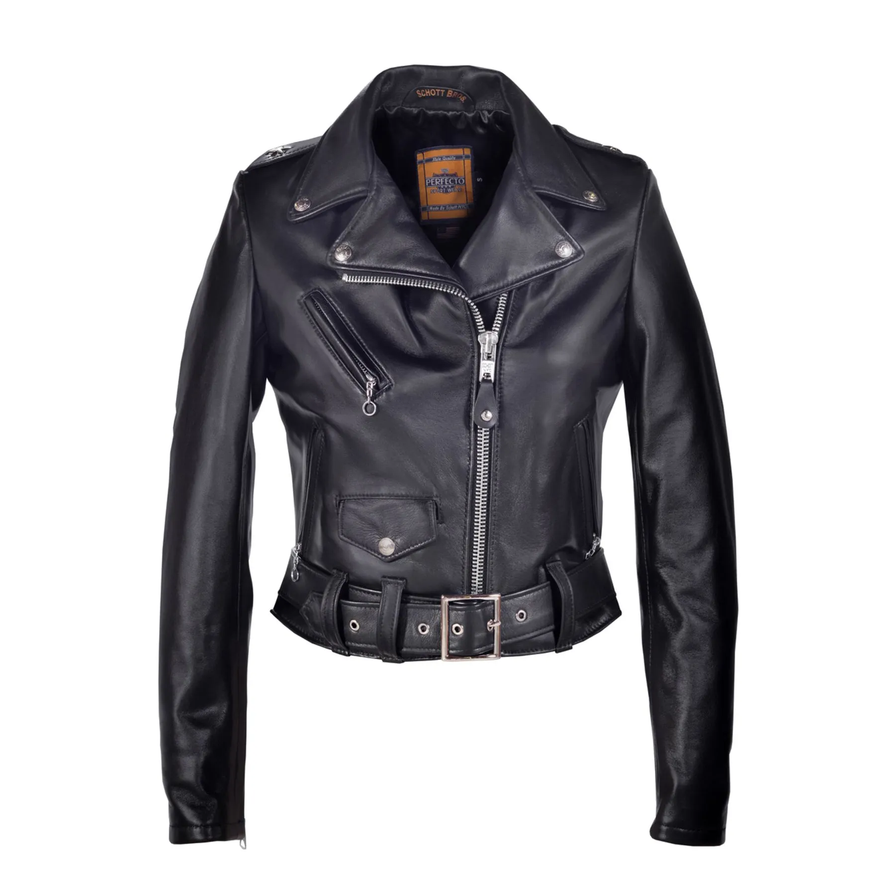 Women's Cropped Lambskin Leather Jacket