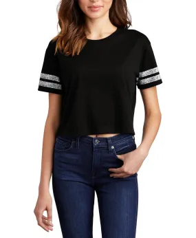 Women's Scorecard Crop Tee with Striped Sleeves